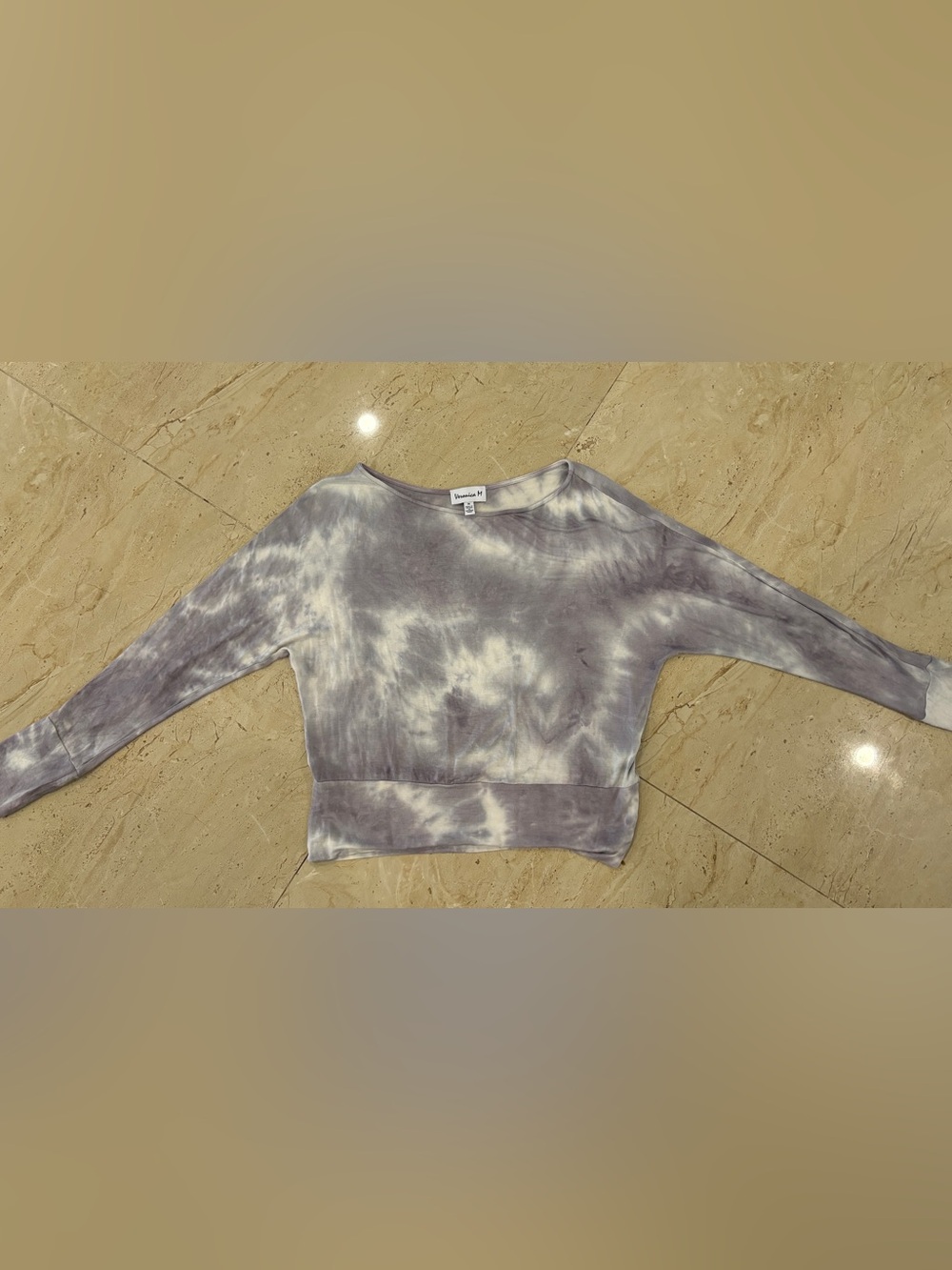 Veronica M Long Sleeve Tie-Dye Top in Gray and Cream